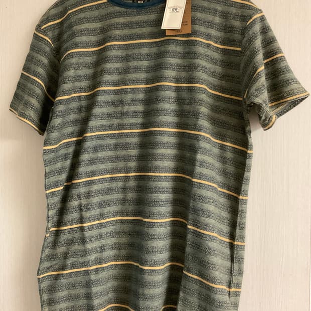 RRL 더블알엘 인디고 스트라이프 자카드 티셔츠 크림 멀티 L