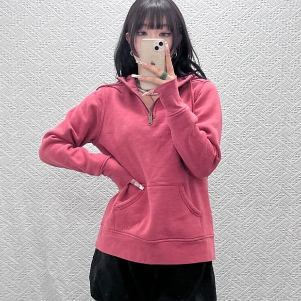 칼하트 빈티지 레트로 Y2K 더티핑크 반집업 후드티 M C11333