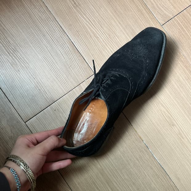 hermes 00’s suade wing tip oxford