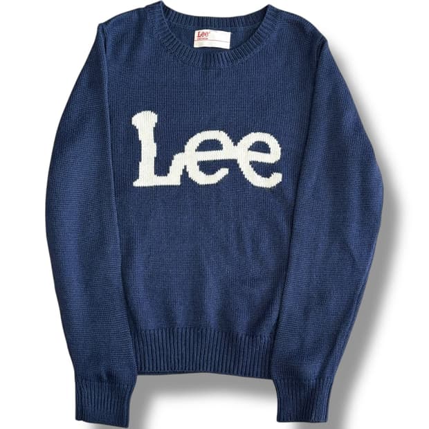 Lee 빅로고 네이비 라운드넥 니트