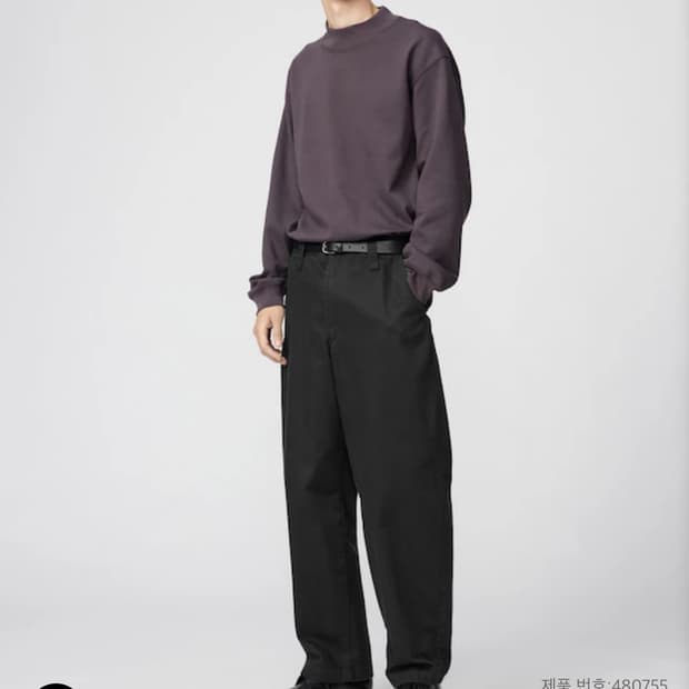 유니클로 와이드 치노팬츠 블랙 76