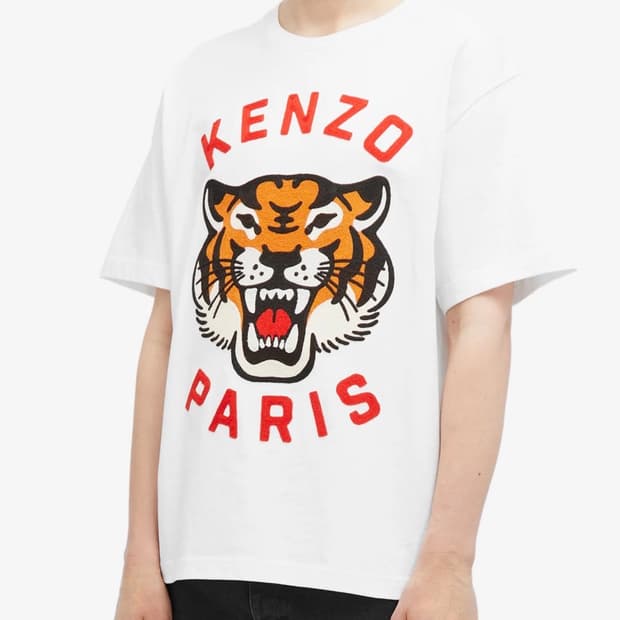 겐조 KENZO 타이거 자수 티셔츠 화이트 M / 미착용급 / 풀자수