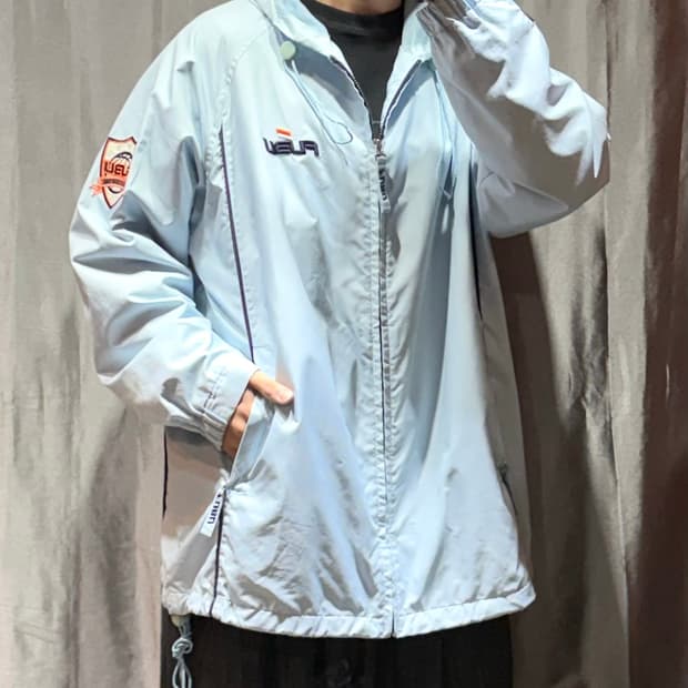 L FUBU 푸부 빅로고 스카이블루 나일론 후드집업