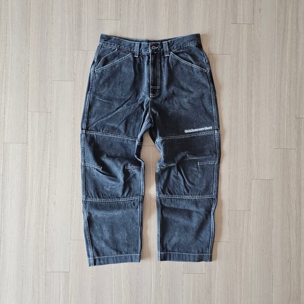 33 34 L 디스이즈네버댓 스티치 블랙 와이드 청바지 (길이수선)3회착