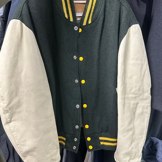 골든베어 다크그린 레더 배색 야구 점퍼 L