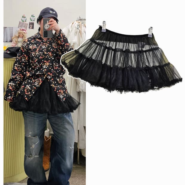 블랙 미니 시스루 튜튜