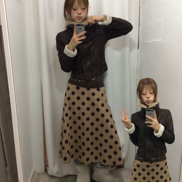 ➰브라운 도트 코디➰