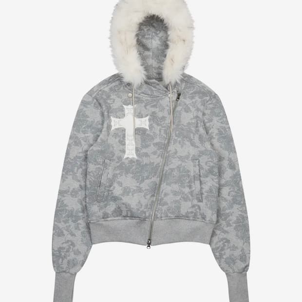 러브이즈트루 GT FUR UNBALANCE HOOD ZIP UP(GRAY