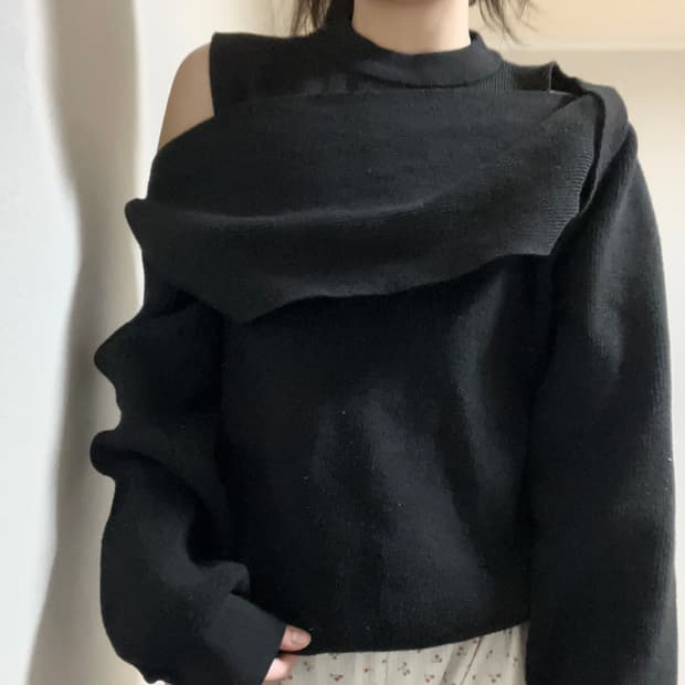 knit off shoulder 드레이프 니트 오프숄더