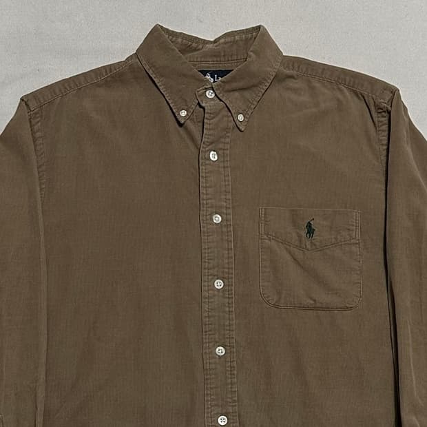 95 폴로랄프로렌 그린 포니 브라운 코튼 셔츠