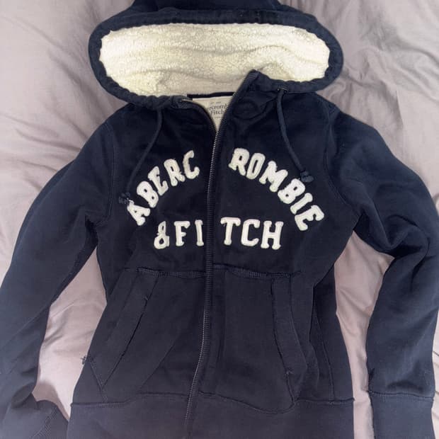 아베크롬비 패치 양털 희귀 후드집업 S 네이비