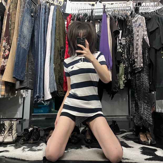 아베크롬비 스트라이프 카라 반팔