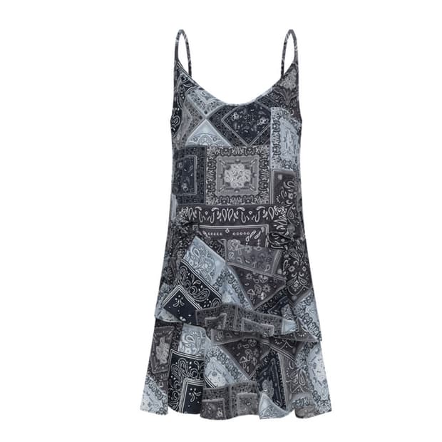 유스크루 페이즐리 미니 원피스 민소매 슬리브리스