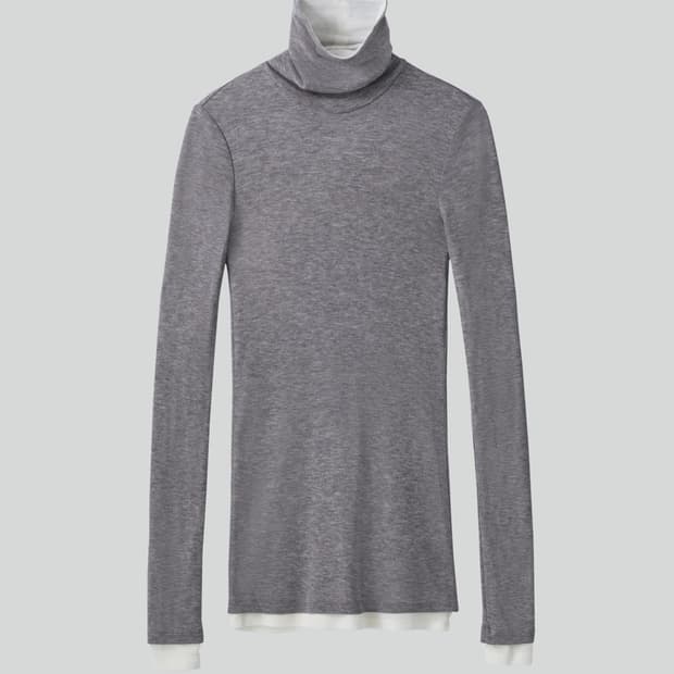 렉토 RECTO 콘트라스트 울 저지 터틀넥 그레이