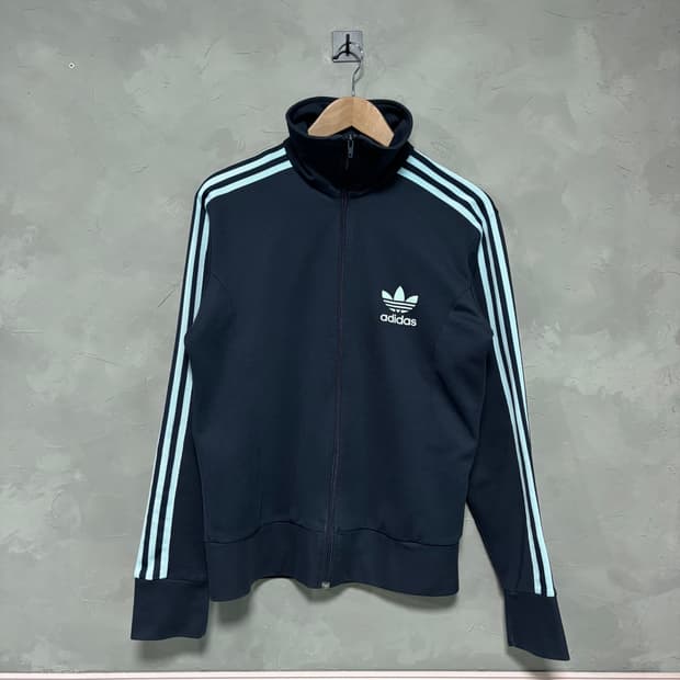 아디다스 빅로고 유로파 져지 트랙탑 네이비 하늘