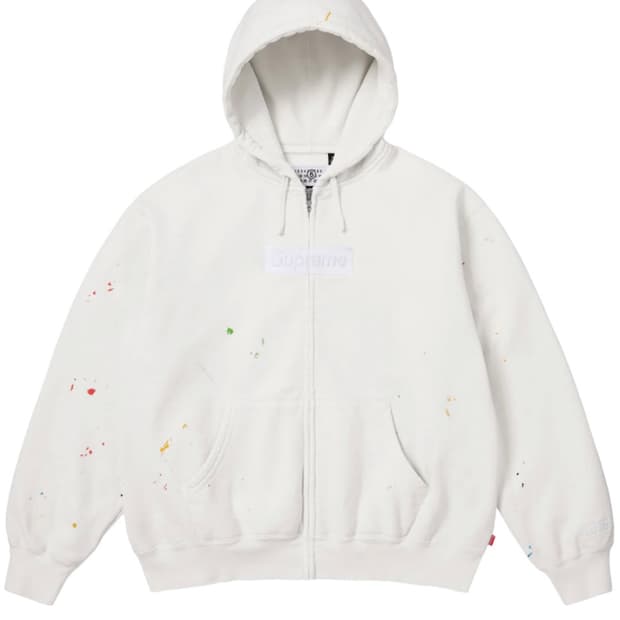 슈프림 X MM6 박스로고 후드집업 화이트 새상품 판매합니다.