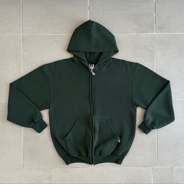 90s 빈티지 러셀 후드집업 그린 M USA