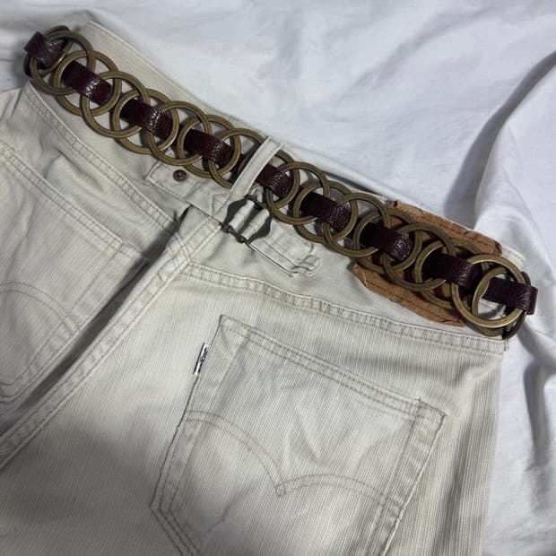 빈티지 링 체인 레더 벨트