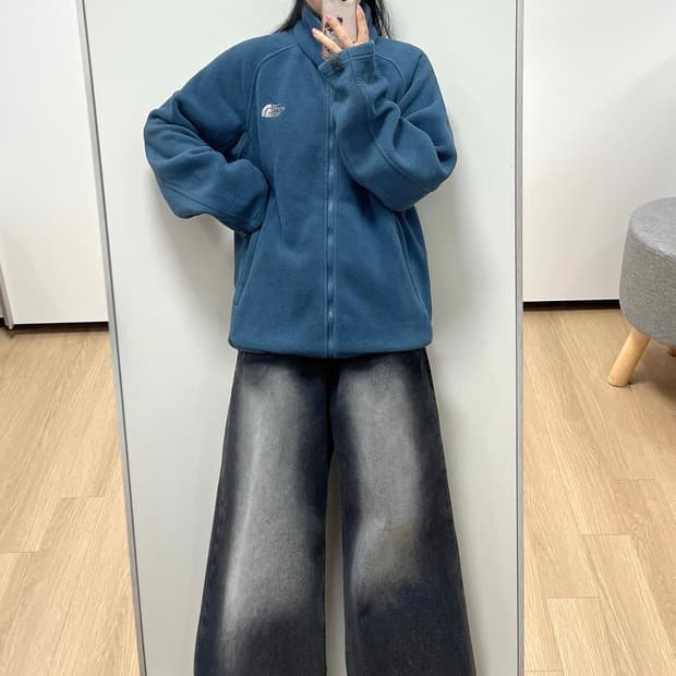 노스페이스 블루 그레이 후리스 자켓 105