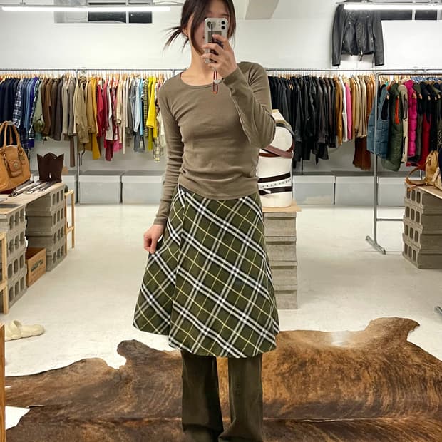 BURBERRY belted wrap skirt 버버리 벨티드 랩스커트