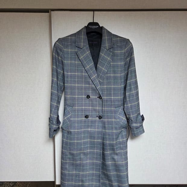 올리비아로렌 체크 더블 춘추동 코트 95