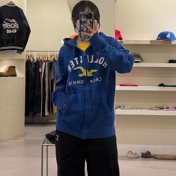 홀리스터 남성용 센터 로고 후드집업 블루 U1425