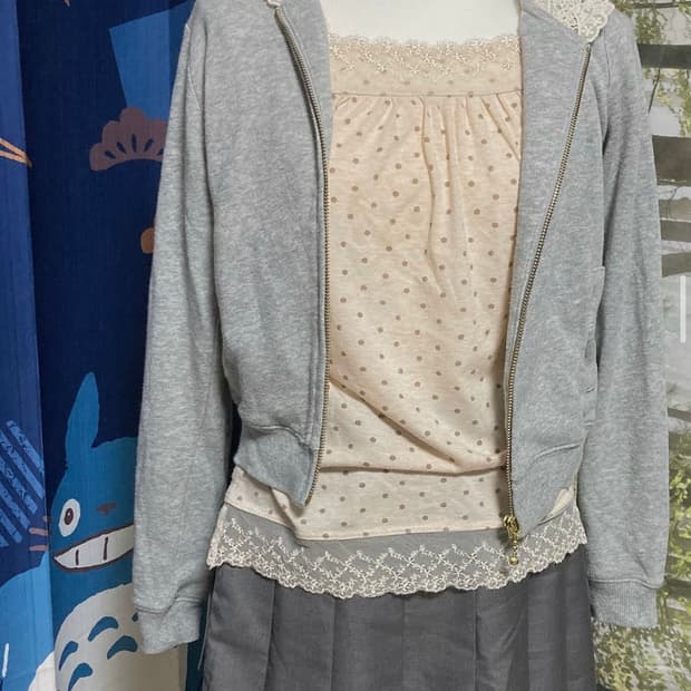 빈티지 얼스뮤직 레이스 후드집업