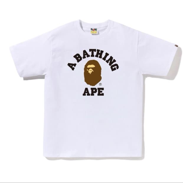 [M] 베이프 컬리지 반팔 티셔츠 화이트 새제품