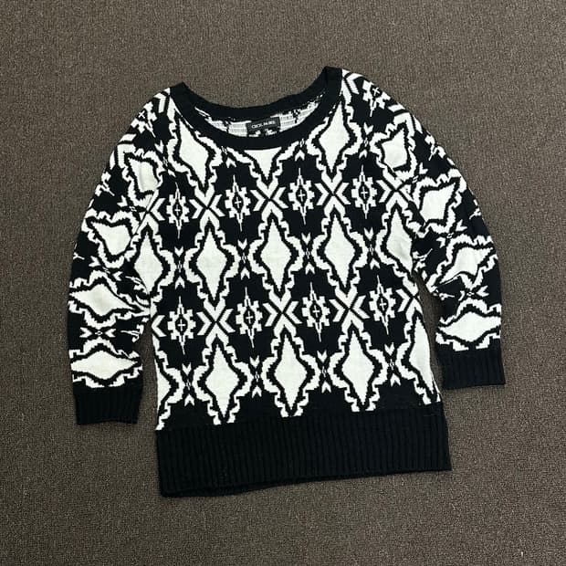 M)Cecil McBee vintage 여성 루즈넥 패턴 니트 스웨터