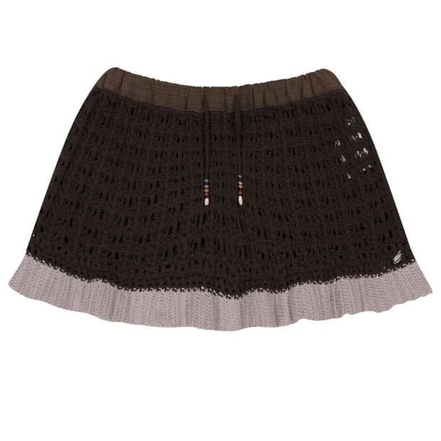 LAYERED KNIT SKIRT BROWN