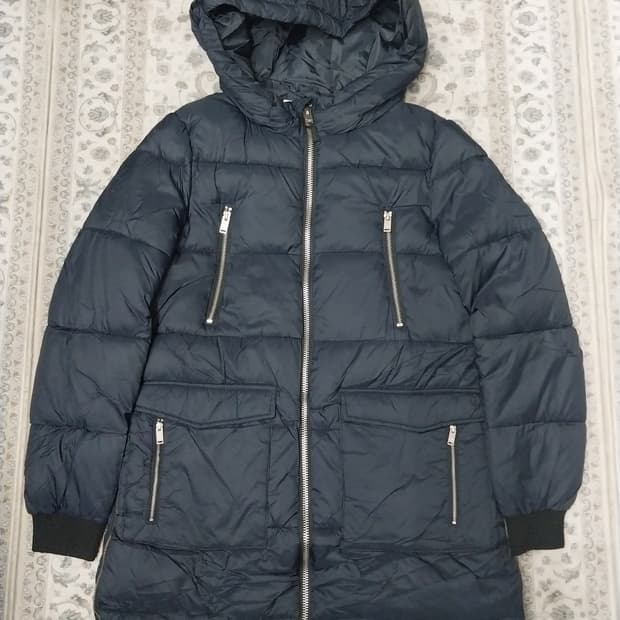 풀앤 베어 후드 진네이비 롱패딩