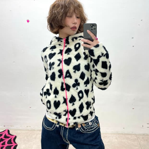 Black and white poker fleece