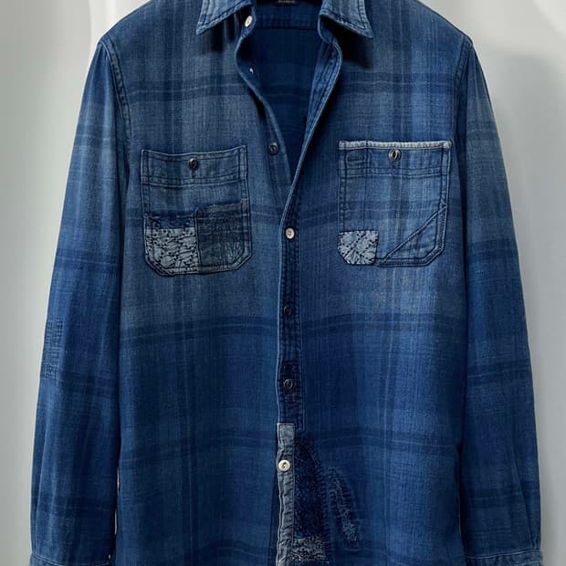 폴로 랄프로렌 사시코 리페어드 보로 인디고 워크셔츠