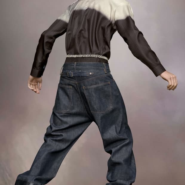 메종 마르지엘라 래커드 진 턴업헴 이펙트 셀비지 데님 인디고블루