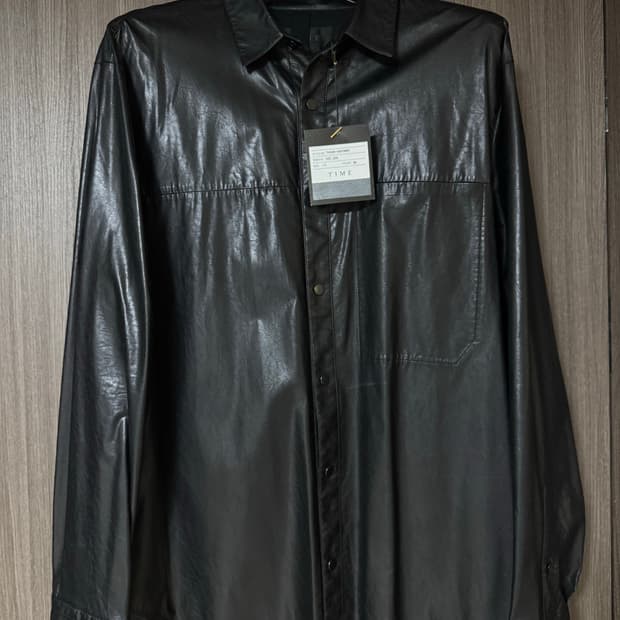 타임옴므 레더 셔츠 가죽 셔츠 블랙 110(XL)