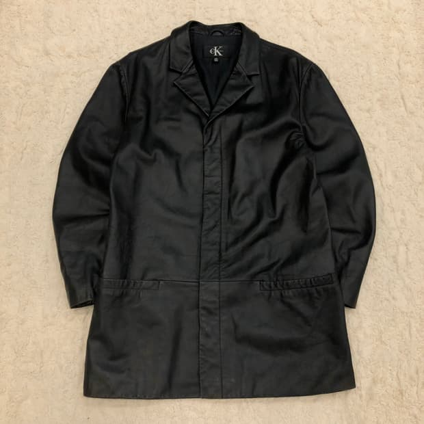 캘빈클라인 양가죽 미니멀 레더 가죽 코트