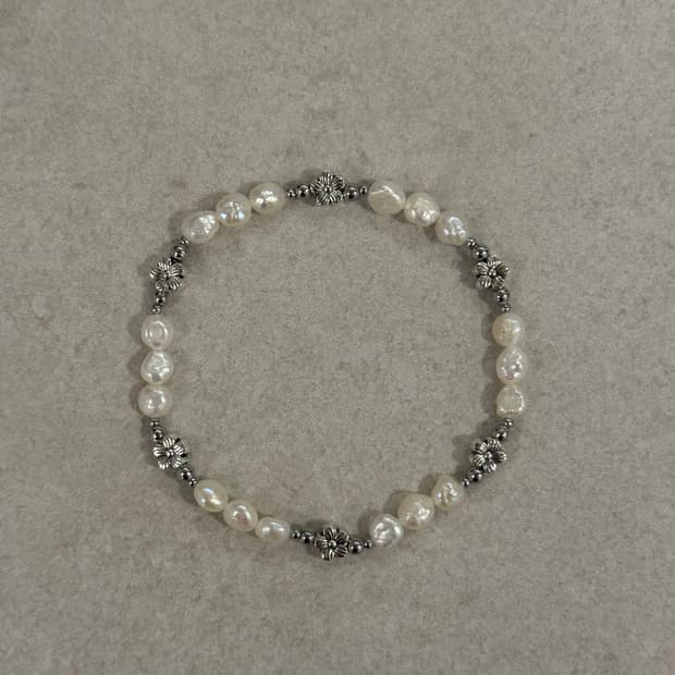담수 진주 플라워 포인트 팔찌