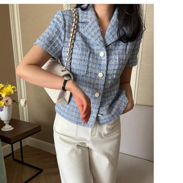 라밤바룸 22SS 커믈리 반팔 트위드 자켓 L