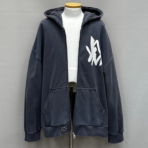 우영미 페인티드 로고 다잉 후드 집업 (110) 