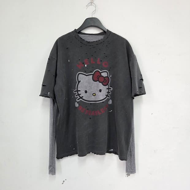 빈티지 레이어드 긴팔티셔츠