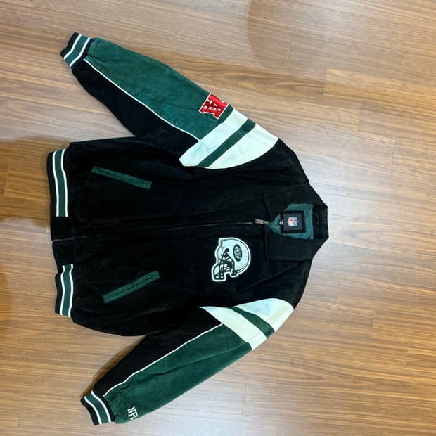 glll어패럴그룹 NFL 올드스쿨 바시티 가죽 래더자켓 뉴욕제츠