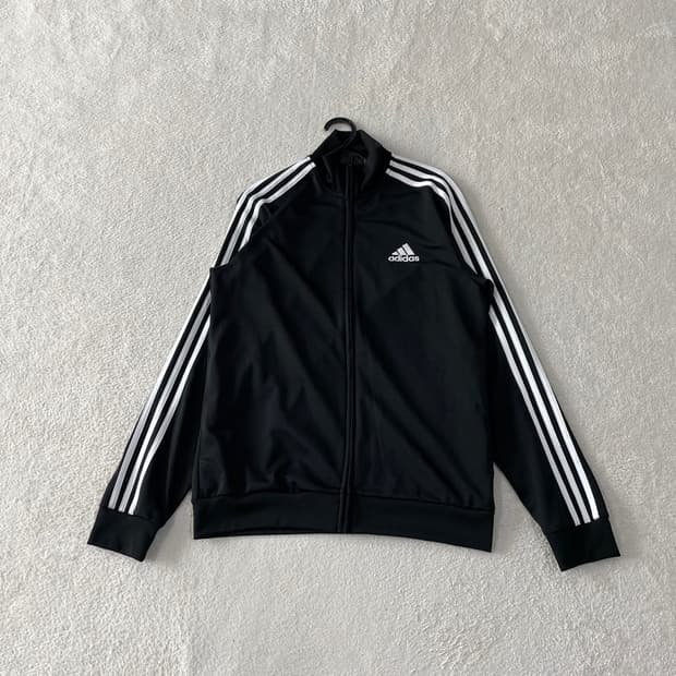 L 아디다스 블랙 트랙탑 삼선 져지 100