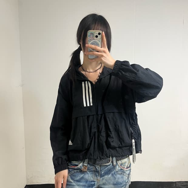 Adidas Black Windbreaker