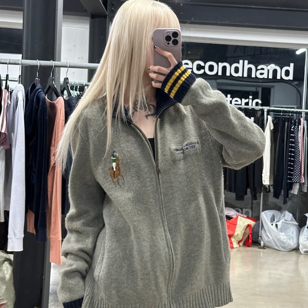 폴로 랄프로렌 빅포니 투웨이 램스울 니트 집업 자켓