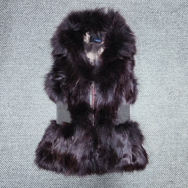 코발트바이크리스한  폭스퍼가죽 베스트 여우털조끼 66-77