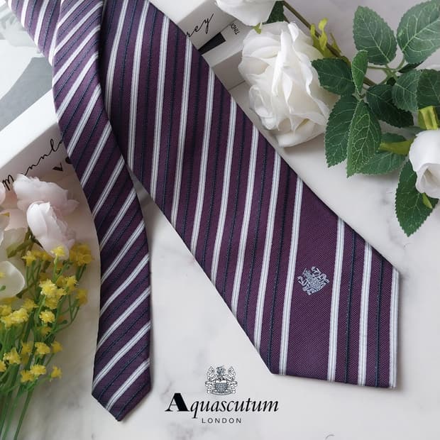 아쿠아스큐텀 실크 스트라이프 넥타이 9.6cm A+등급 K1203
