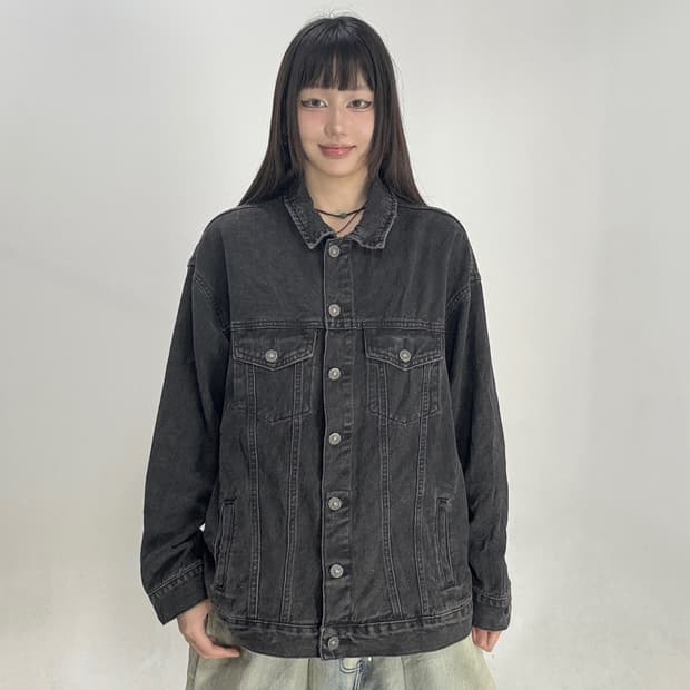 Vtg 흑청 데님 자켓