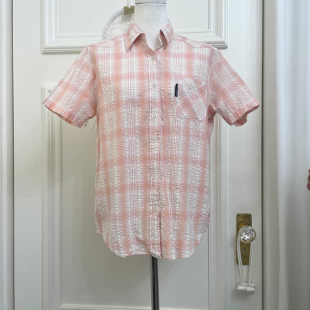 coral check basic fit shirt(size-M)