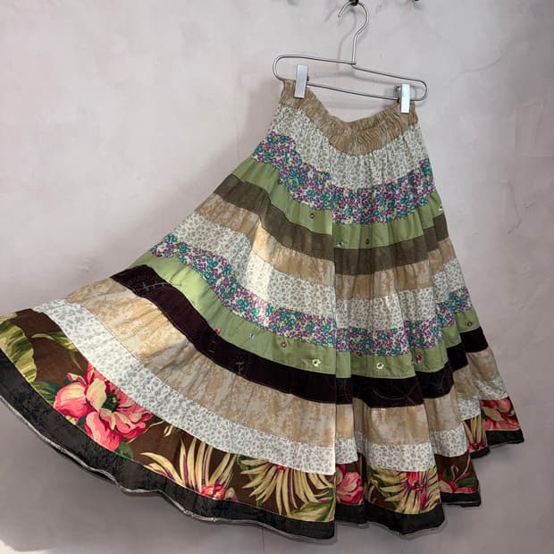 Bohemian flower patchwork cancan skirt