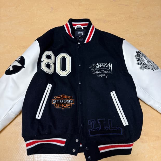 스투시 x 아워레가시 x 데님 티어스 TTL 바시티 자켓
